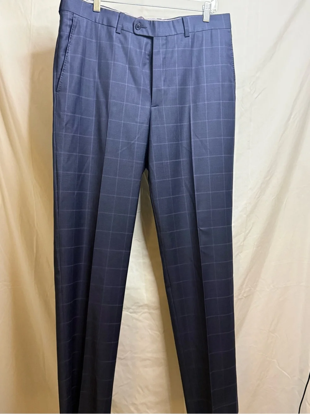 Aristo Eighteen Sterling Men’s 100% Wool Dress Pants Size 34 Navy Windowpane
